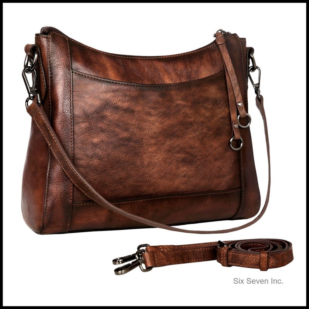 Genuine Leather Crossbody Shoulder Bag Hobo Satchel Purse Adjustable Straps
